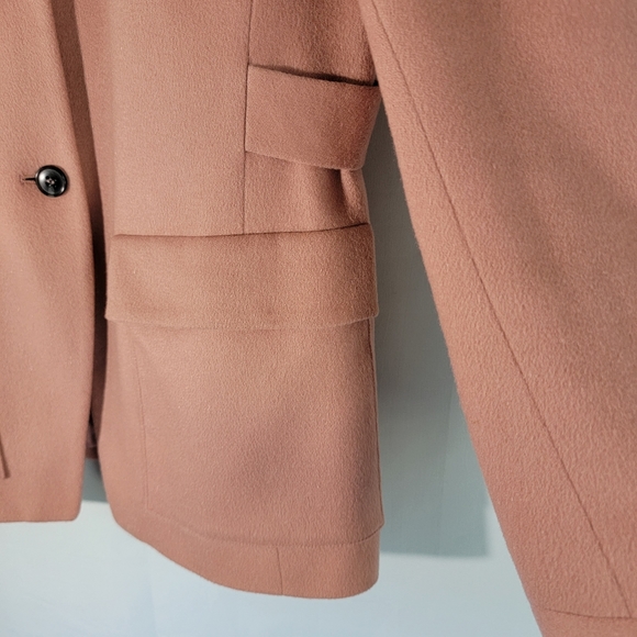 Anne Klein Salmon Pink/Peach 100% Cashmere Single Breasted Peacoat Blazer Size 8 - Picture 4 of 12